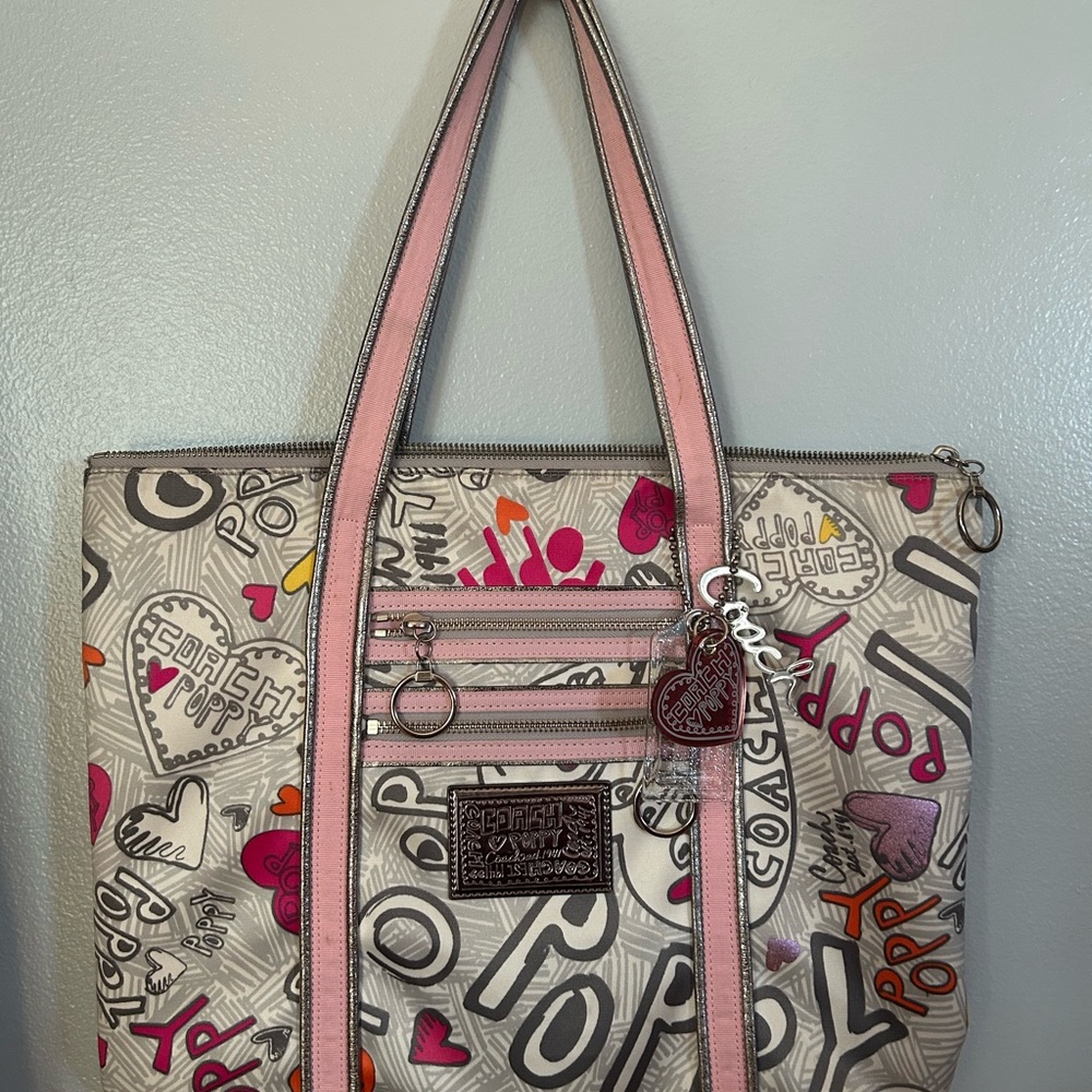Coach Off-White and Pink Tote